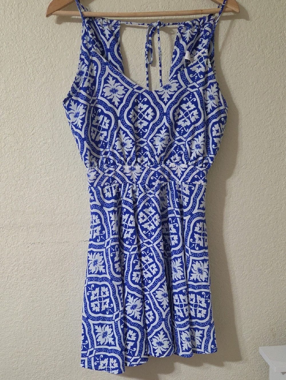 Lucy Love Blue and White Printed Mini Dress